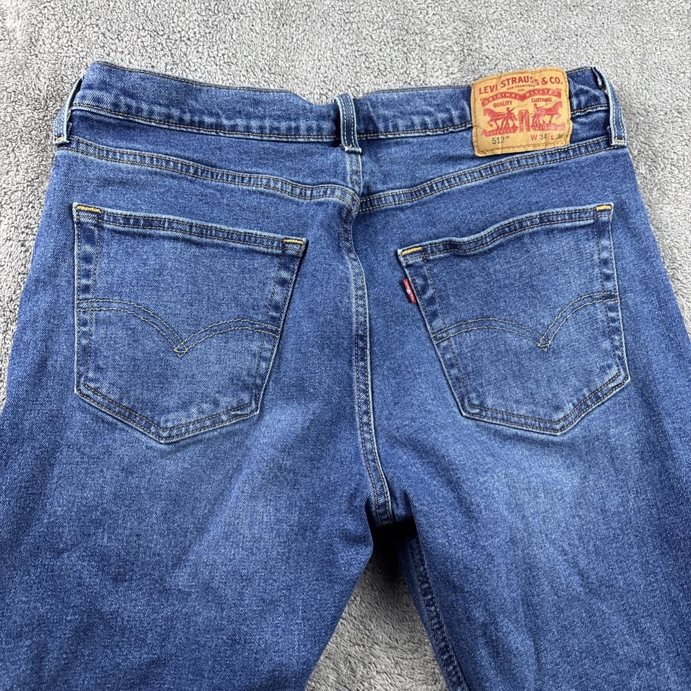 Levis 512 Jeans Mens 34x33 Blue Medium Wash Regular Fit‎ Straight Leg - Picture 12 of 13